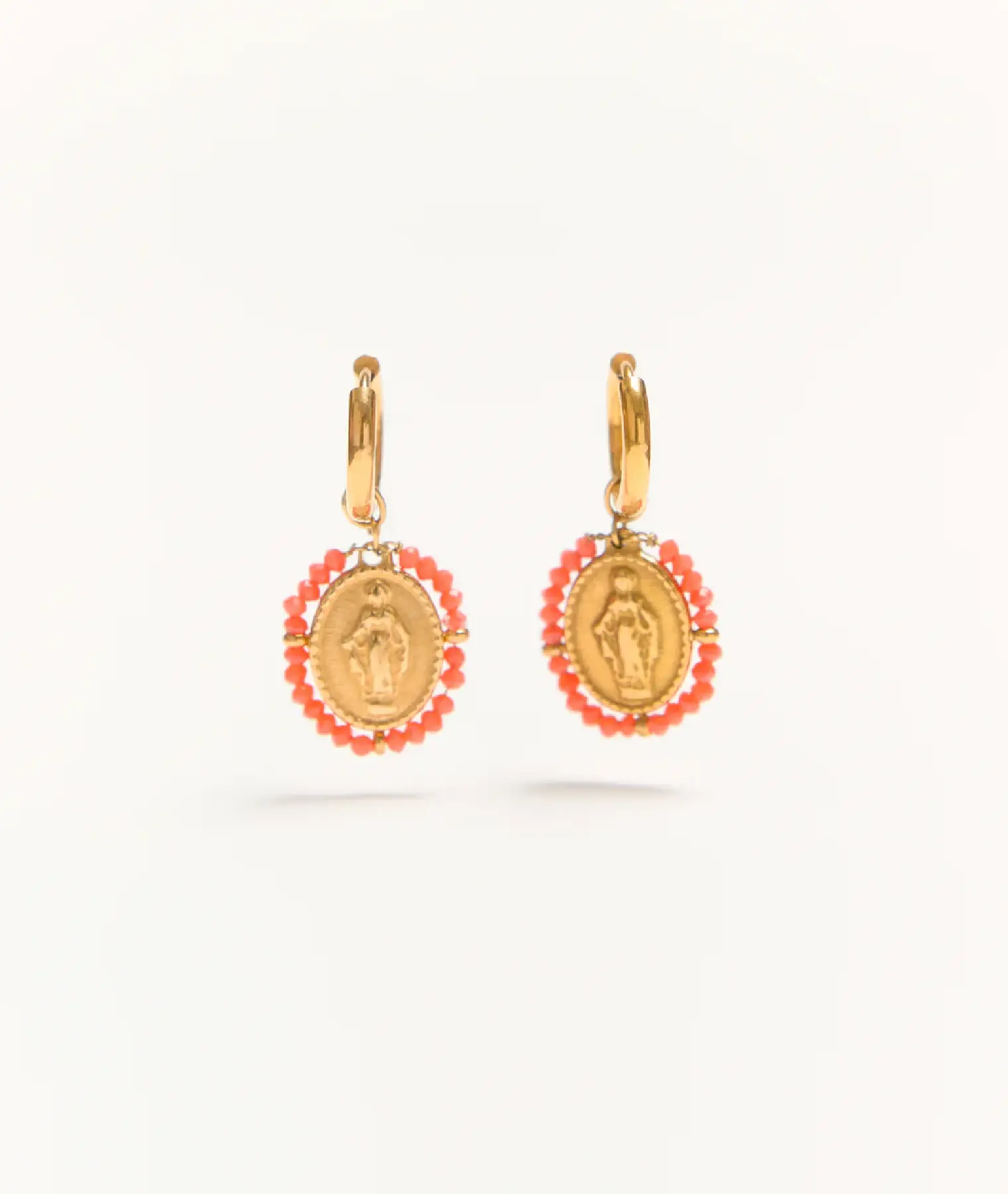 Boucles d'oreilles créoles Santa corail - Palas | Manoir Plume