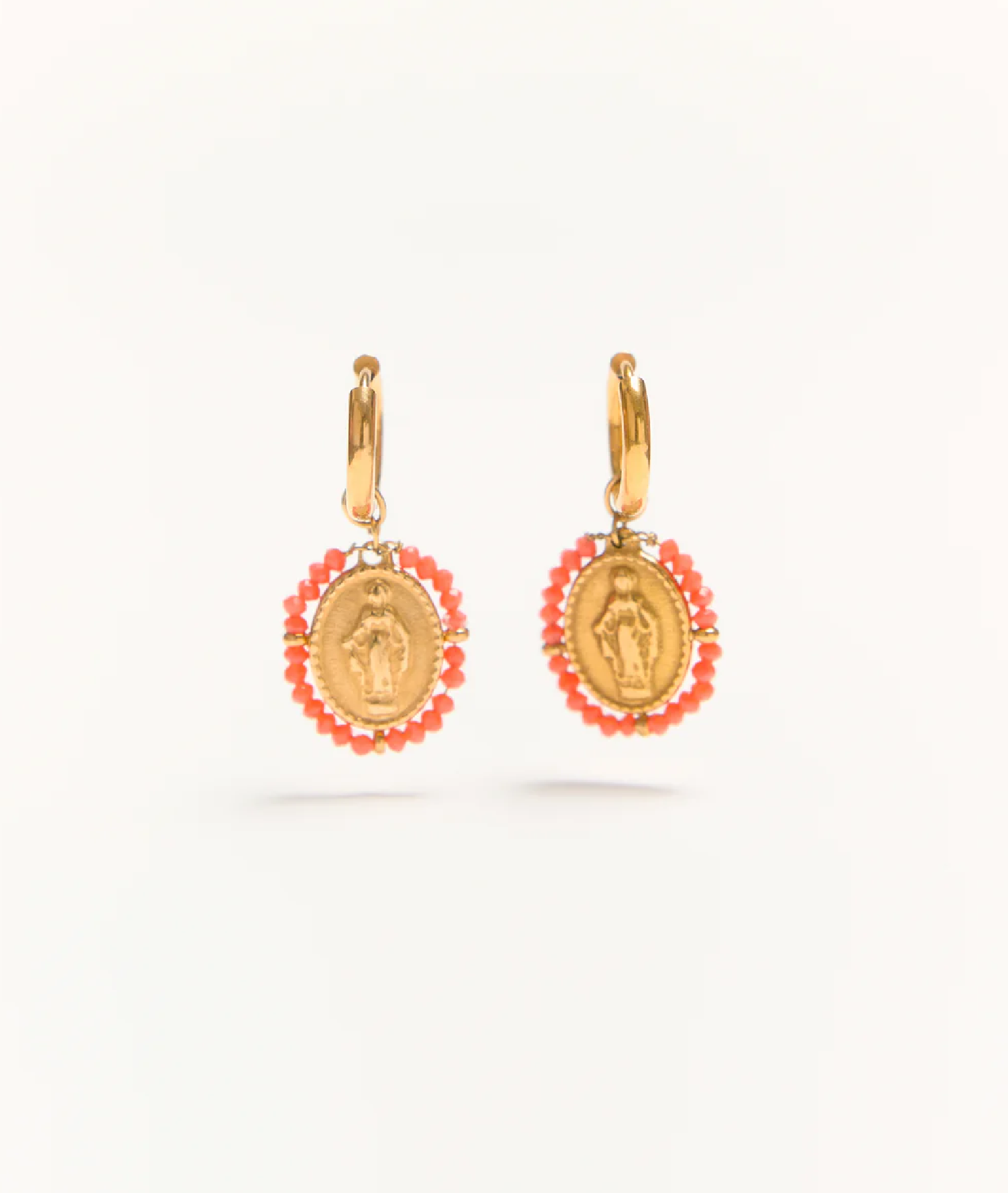 Boucles d'oreilles créoles Santa corail - Palas | Manoir Plume