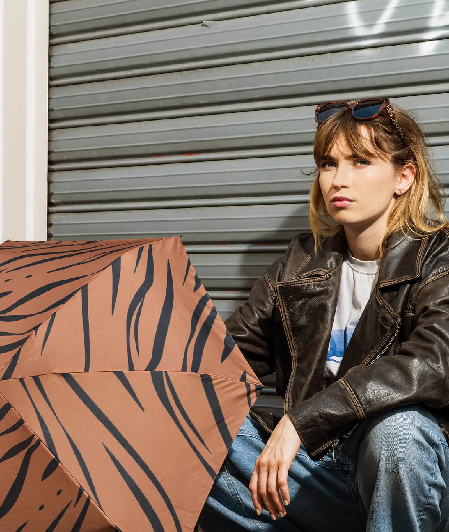 Mini parapluie imprimé micro & solide Eugene - tigre - Anatole | Manoir Plume