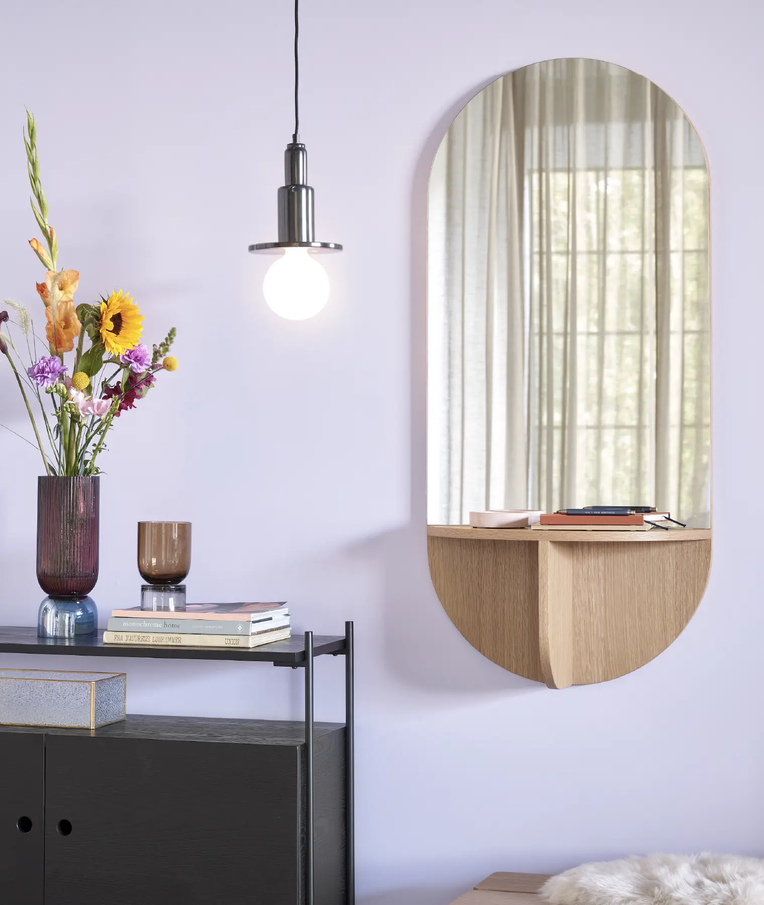 Miroir Nomad - chêne clair - Hübsch | Manoir Plume