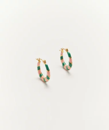 Boucles d'oreilles Twiggy vert et rose - Palas | Manoir Plume