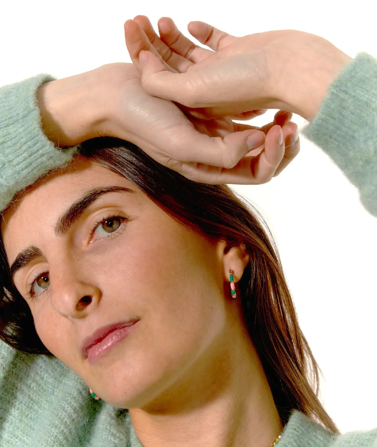 Boucles d'oreilles Twiggy vert et rose - Palas | Manoir Plume