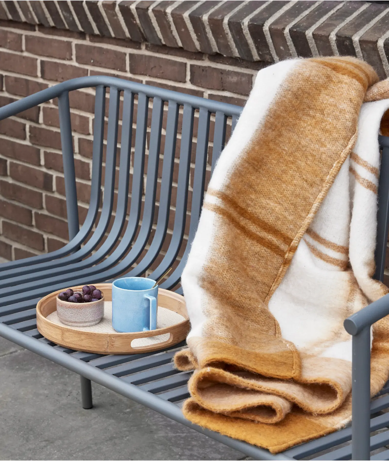 Set de 2 plateaux ronds Canvas - beige - Hübsch | Manoir Plume