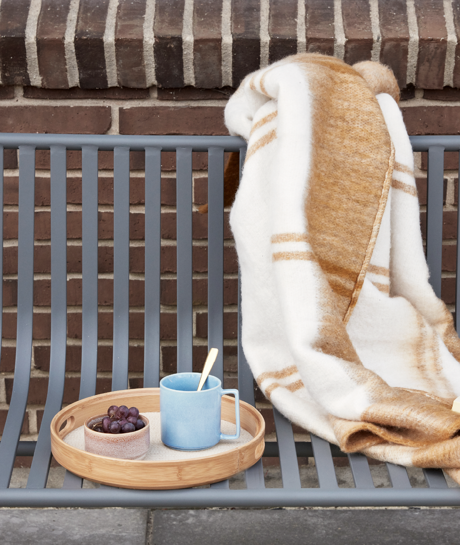 Set de 2 plateaux ronds Canvas - beige - Hübsch | Manoir Plume