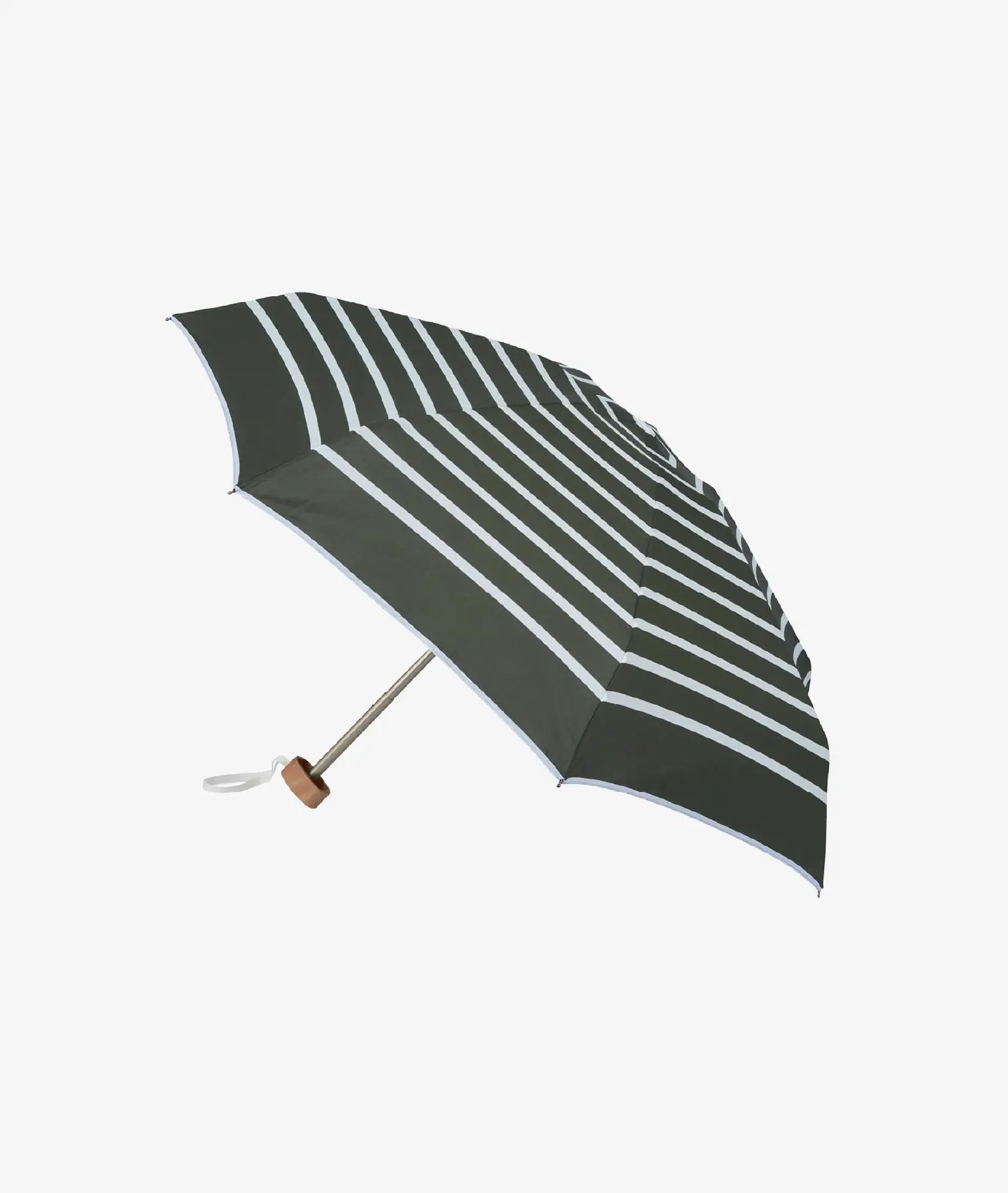 Mini parapluie micro & solide rayures blanches "marinière" Charles - kaki | Manoir Plume