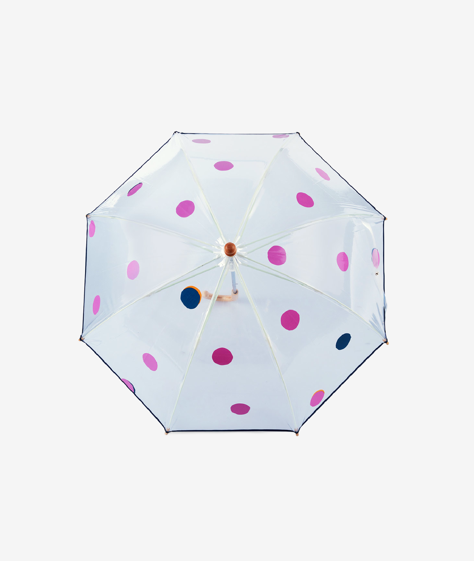 Parapluie enfant transparent cloche pois Ivalo - lilas et bleu nuit - Anatole | Manoir Plume
