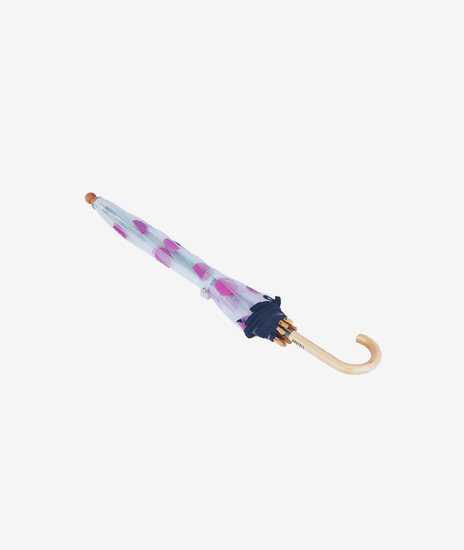 Parapluie enfant transparent cloche pois Ivalo - lilas et bleu nuit - Anatole | Manoir Plume