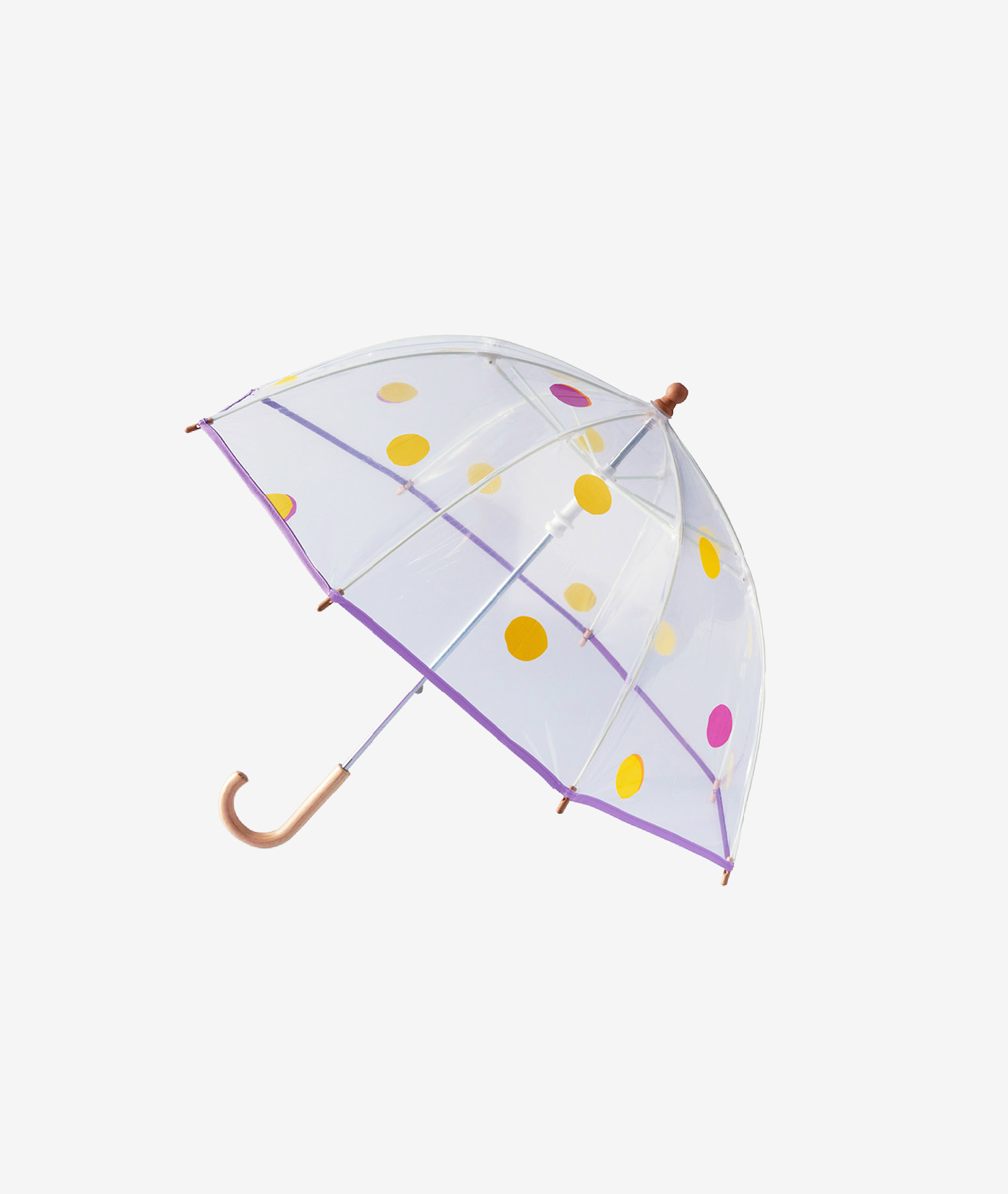 Parapluie enfant transparent cloche pois Valensole - jaune et lilas - Anatole | Manoir Plume