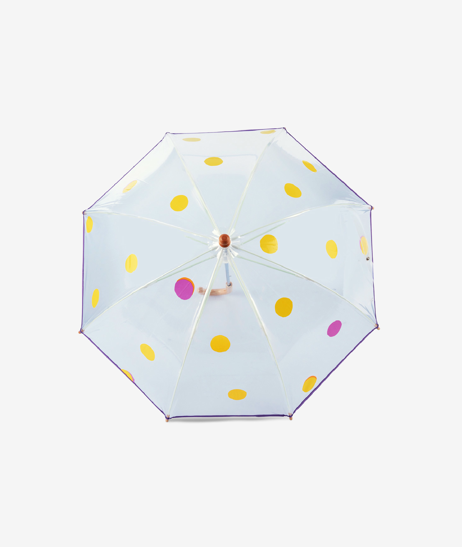 Parapluie enfant transparent cloche pois Valensole - jaune et lilas - Anatole | Manoir Plume
