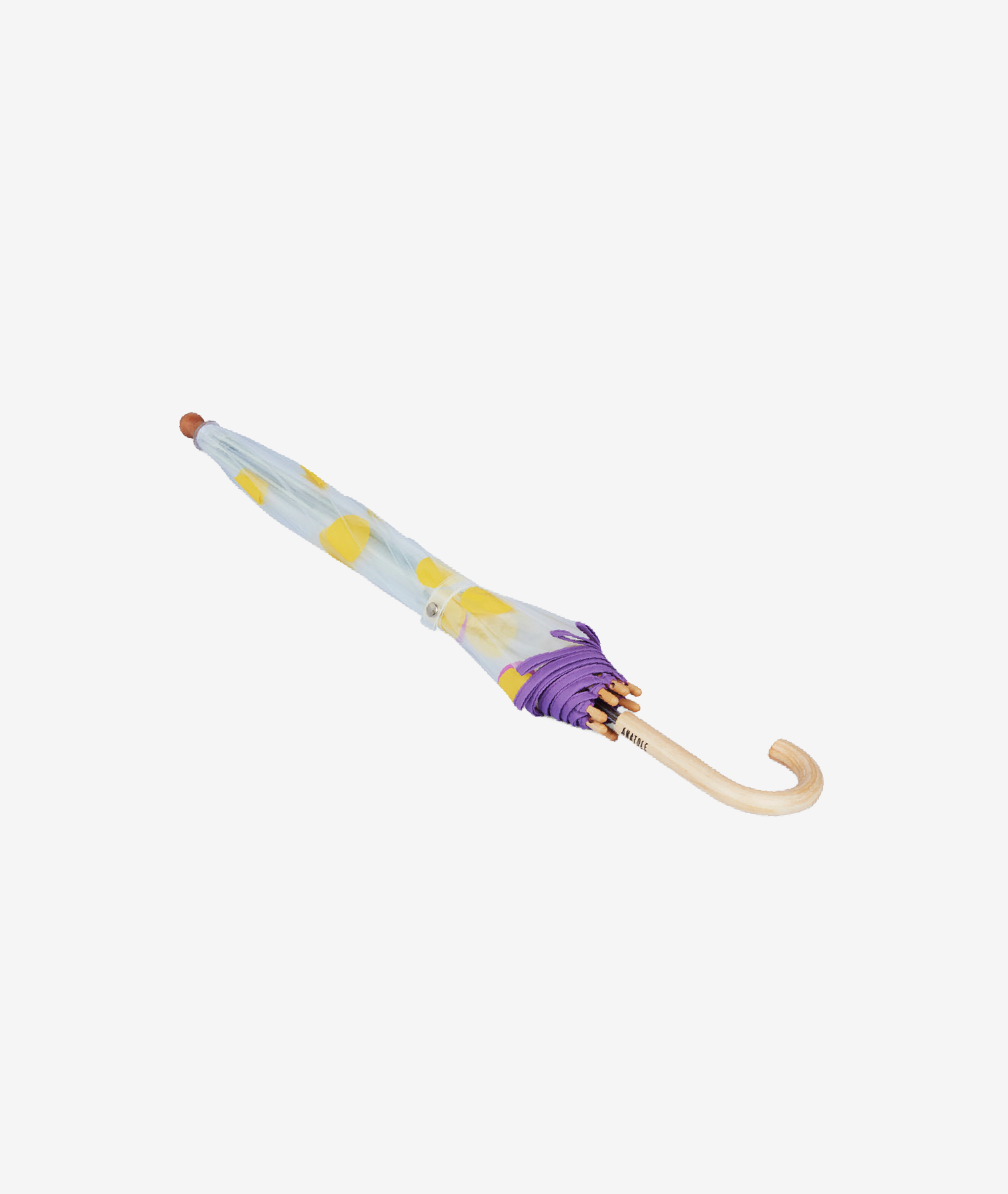 Parapluie enfant transparent cloche pois Valensole - jaune et lilas - Anatole | Manoir Plume