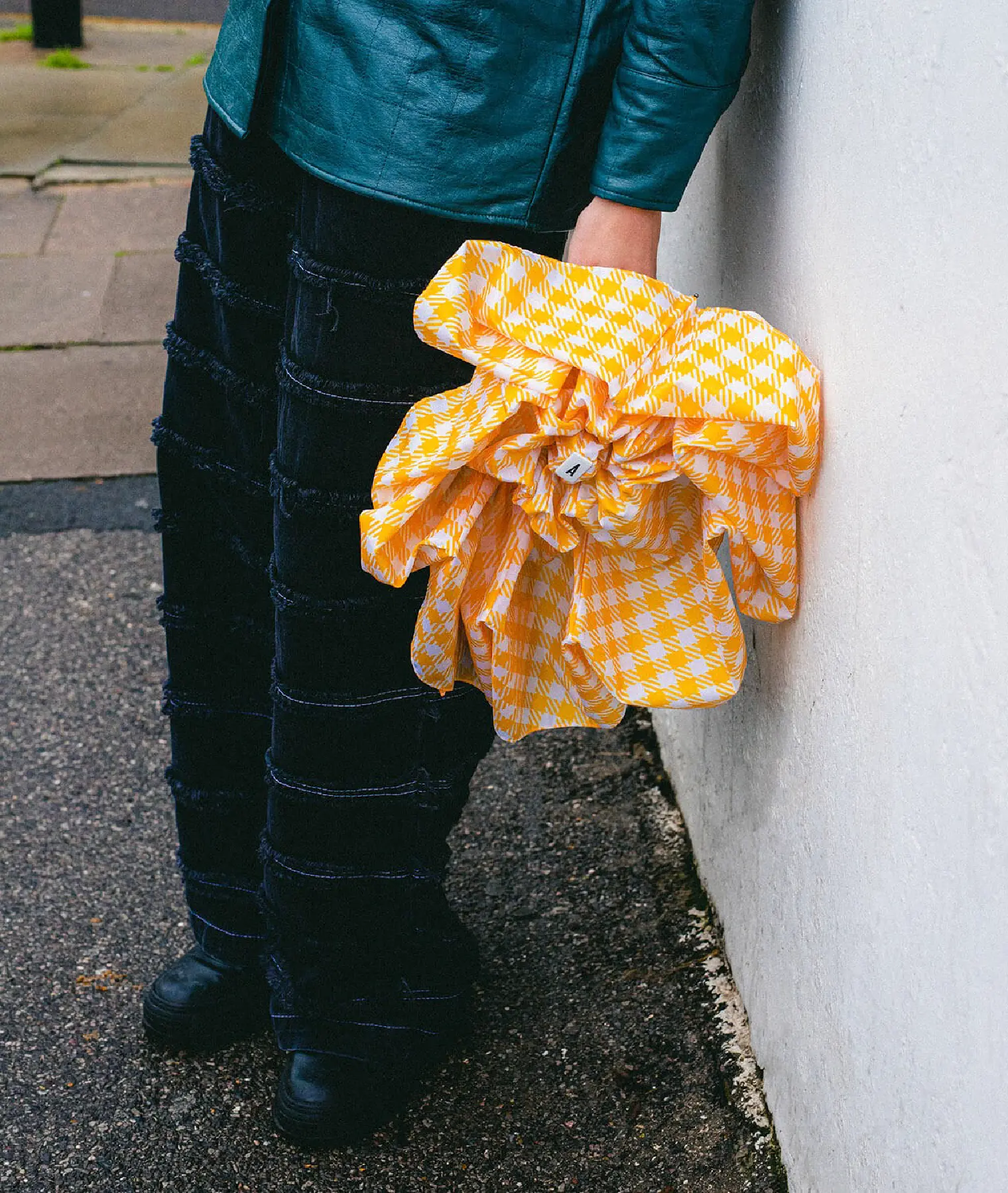 Mini parapluie micro & solide carreau vichy Hamond - jaune - Anatole | Manoir Plume