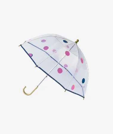 Parapluie enfant transparent cloche pois Ivalo - lilas et bleu nuit - Anatole | Manoir Plume