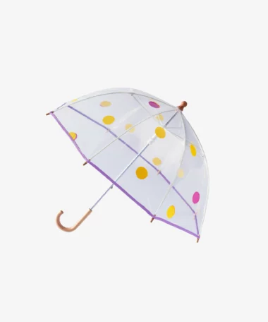 Parapluie enfant transparent cloche pois Valensole - jaune et lilas - Anatole | Manoir Plume