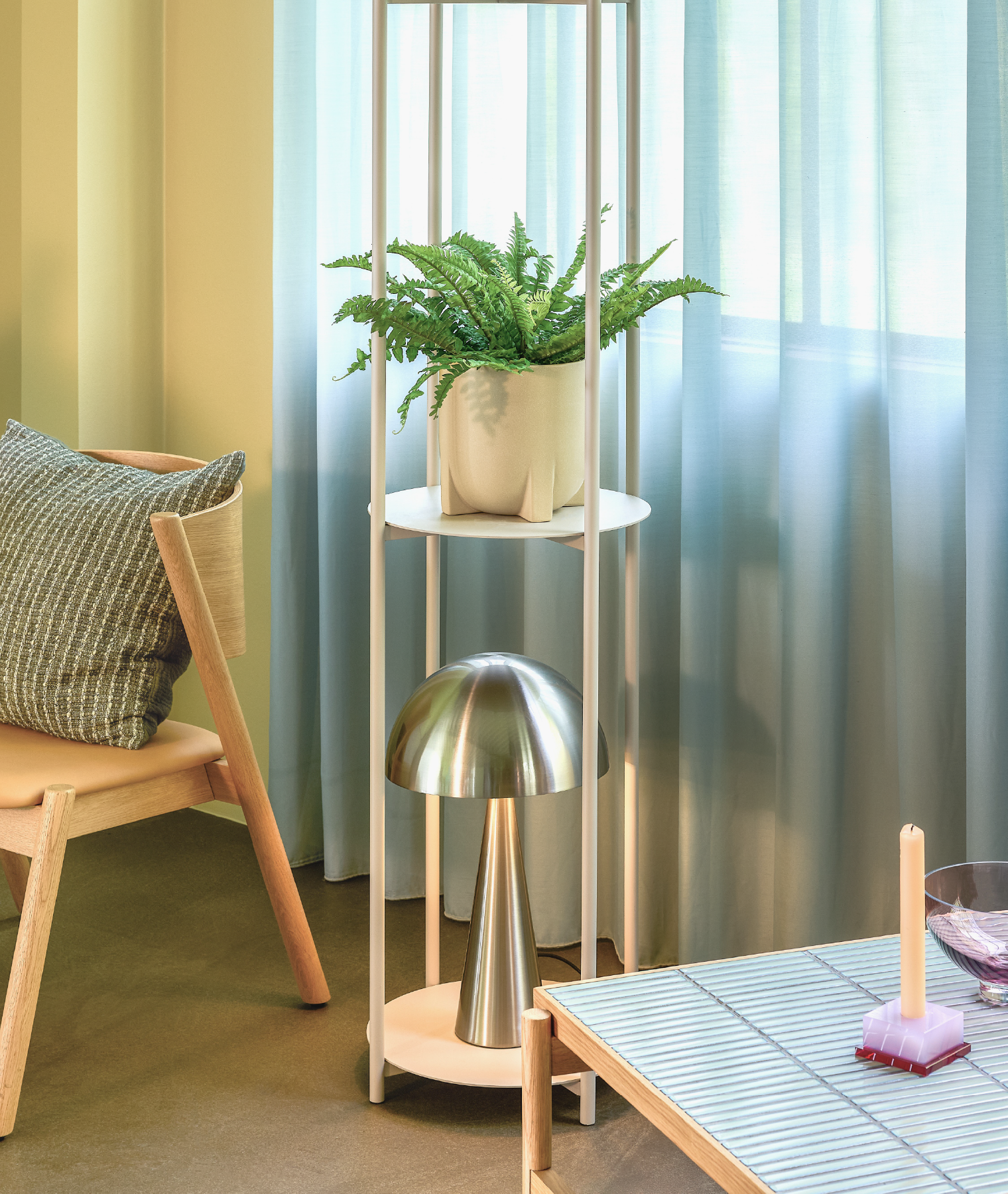 Étagère cylindre Norm - gris clair - Hübsch | Manoir Plume