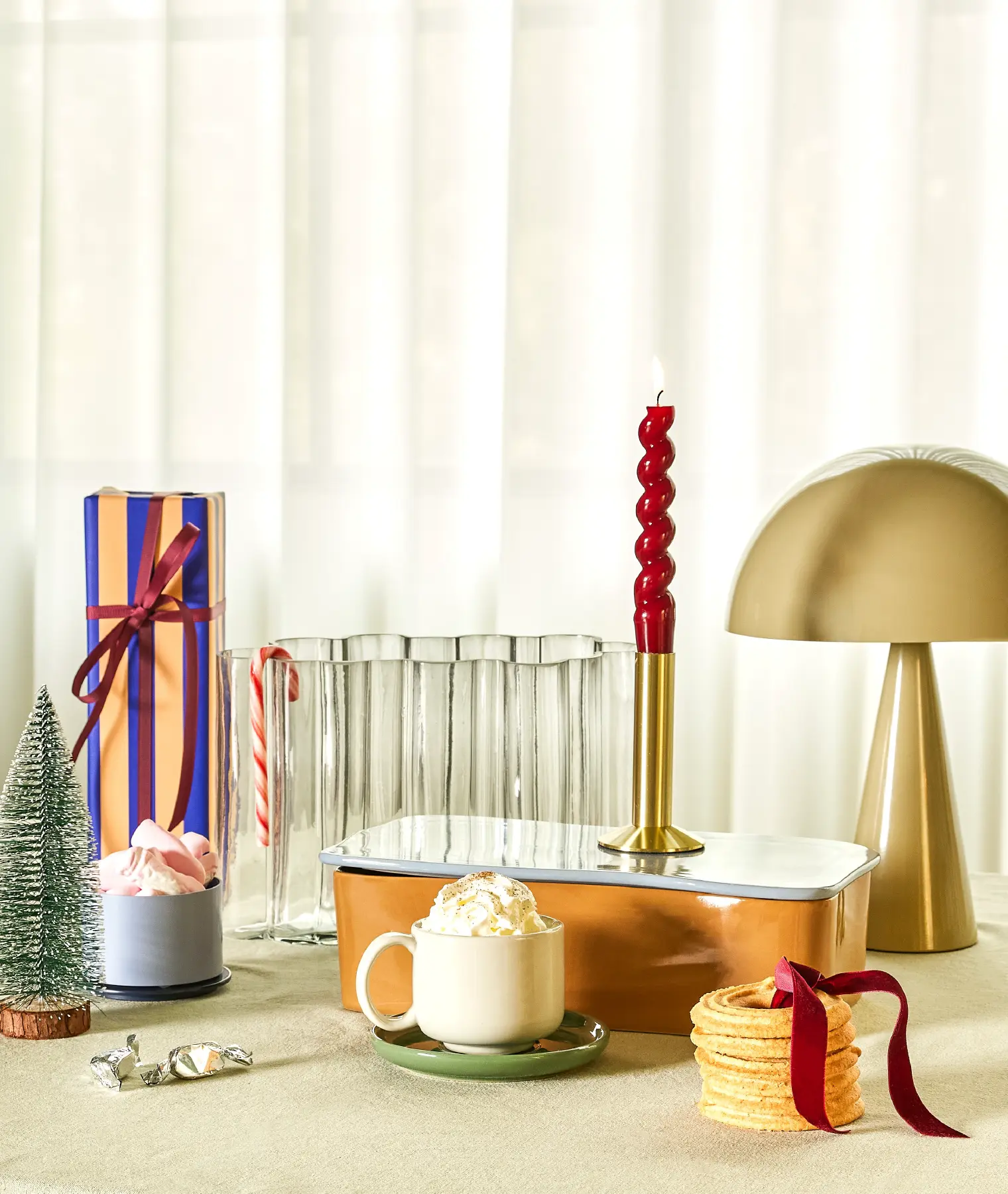 Mini lampe à poser Mush - sable - Hübsch | Manoir Plume