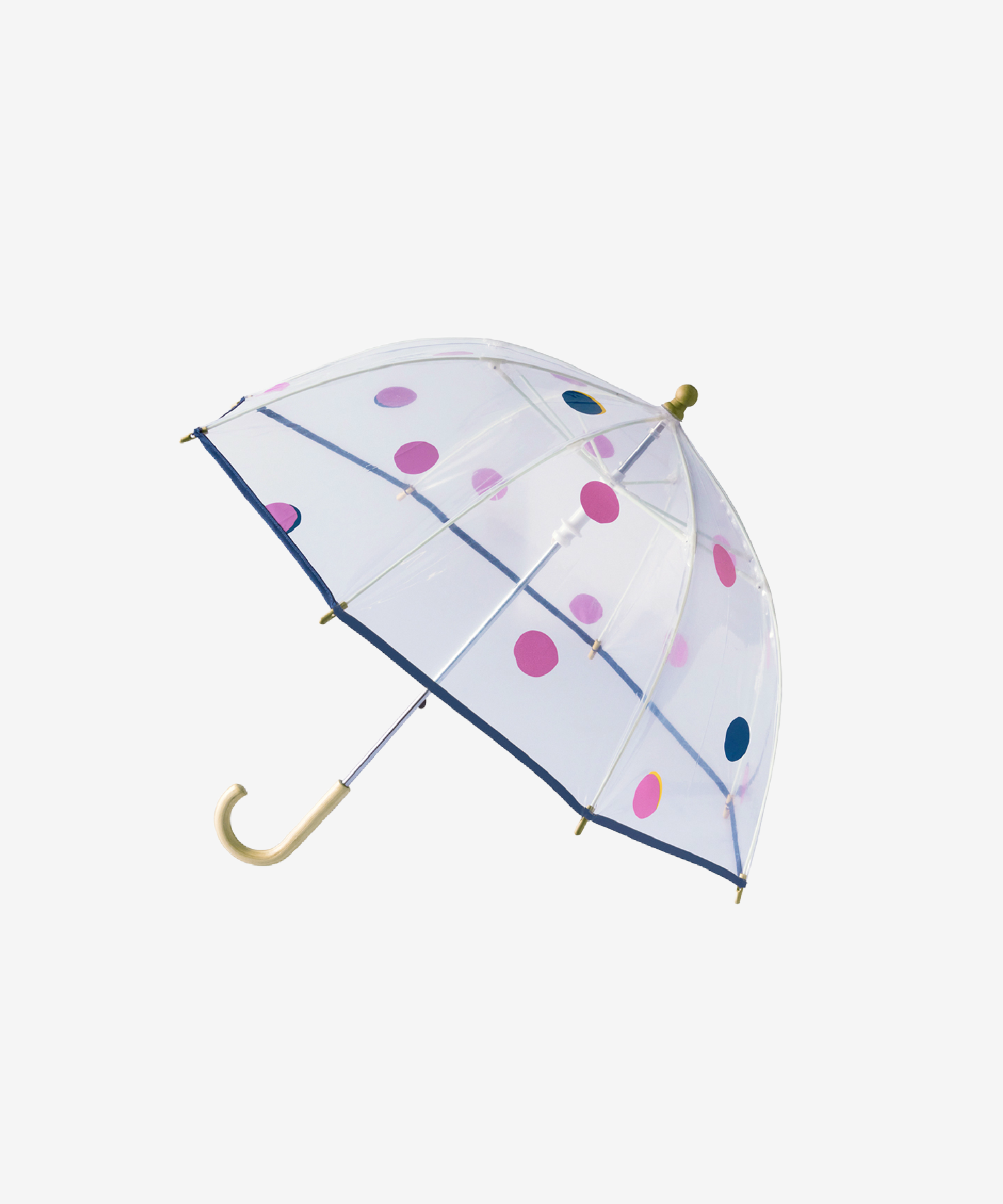Parapluie enfant transparent cloche pois Ivalo - lilas et bleu nuit - Anatole | Manoir Plume