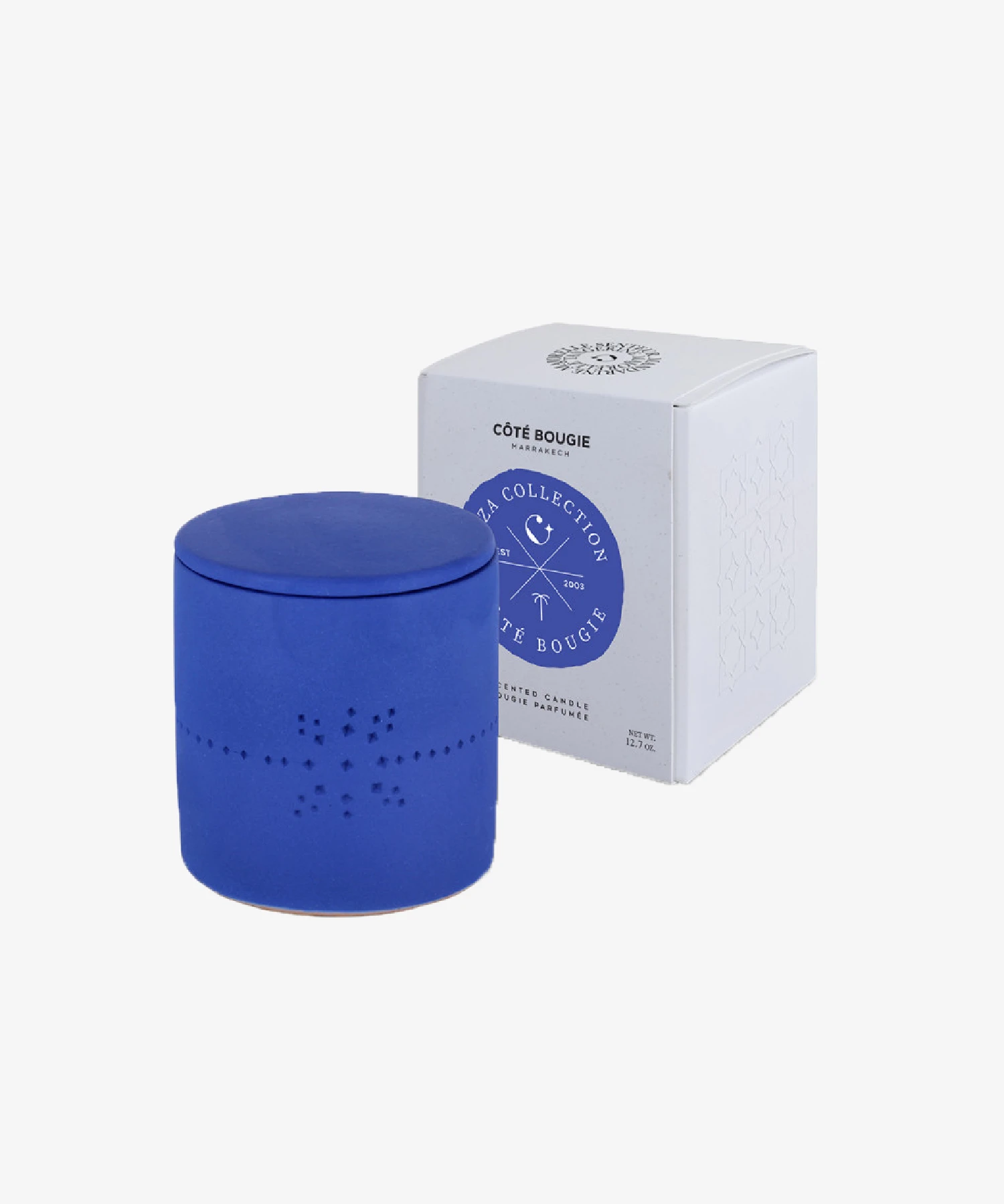 Bougie Izza - bleu mandarine majorelle - Côté Bougie | Manoir Plume