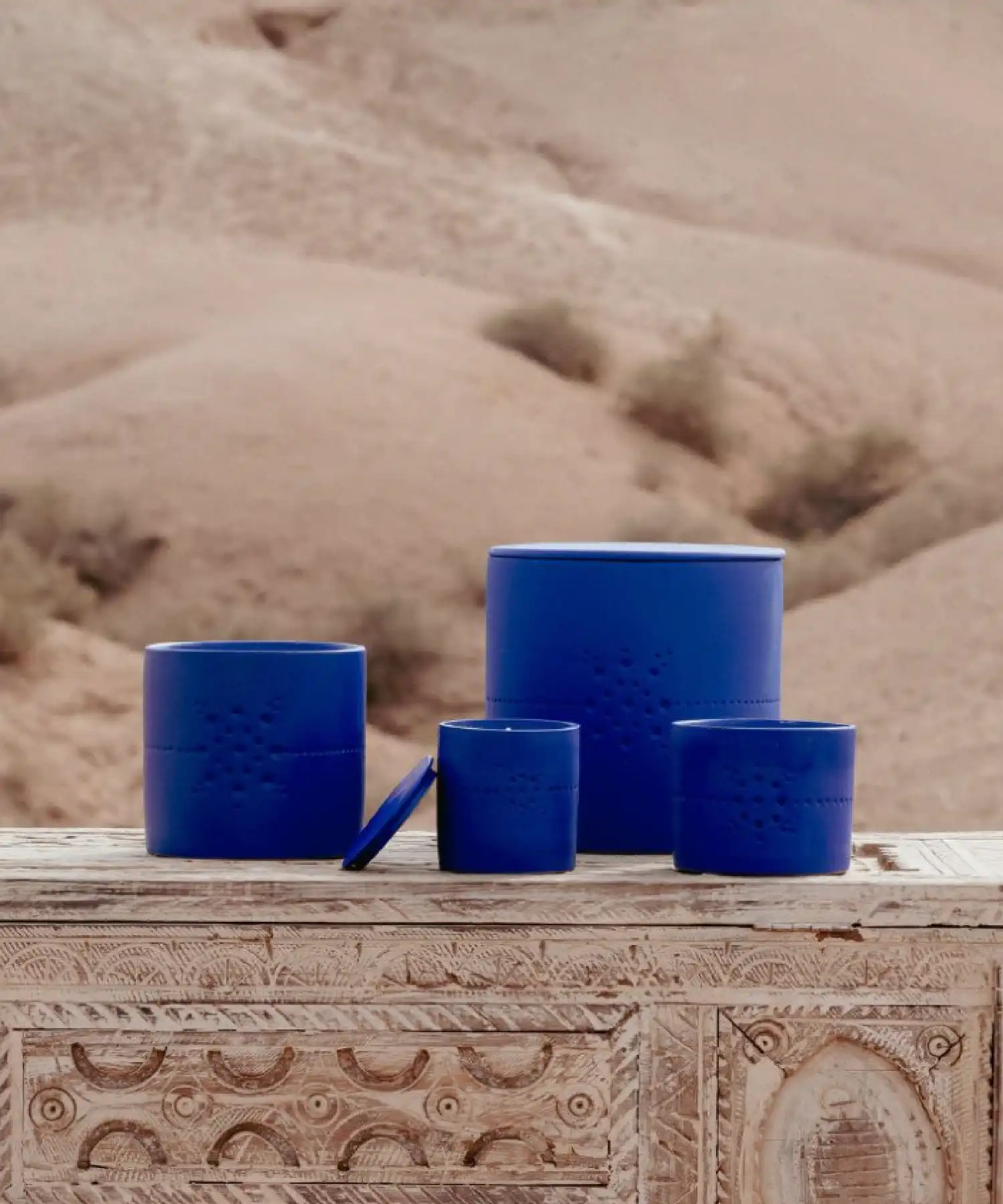 Bougie Izza - bleu mandarine majorelle - Côté Bougie | Manoir Plume