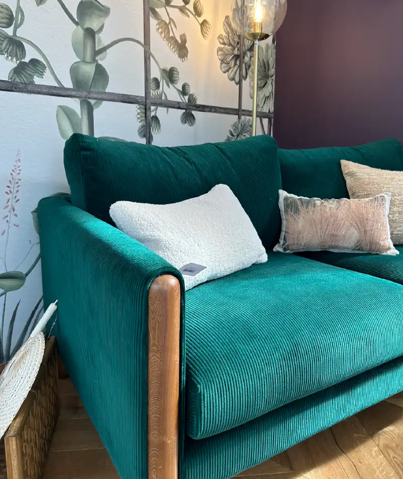 Canapé 2 places Helsinki Corduroy - vert - Toiles de Mayenne | Manoir Plume