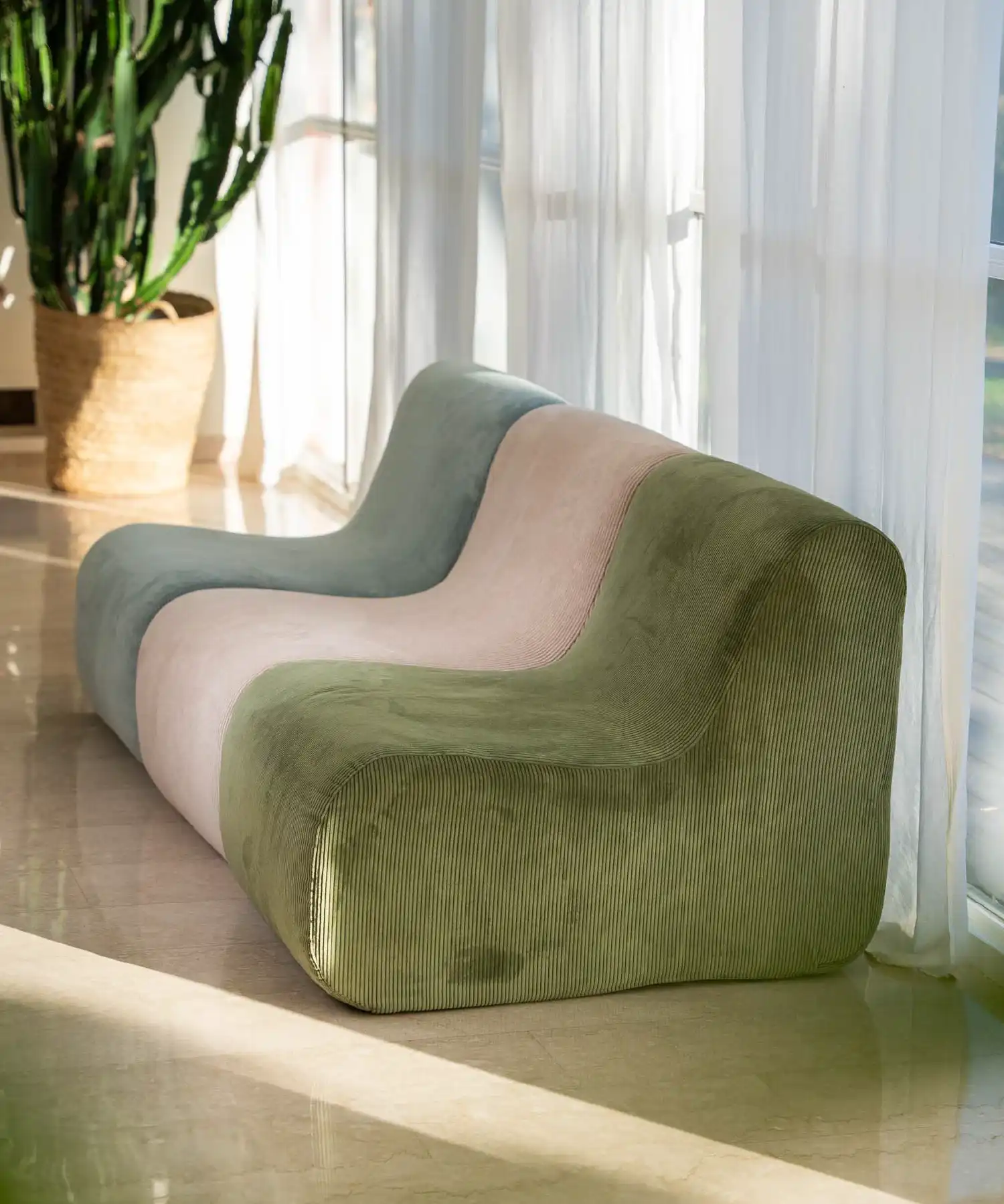 Chauffeuse Pop en velours côtelé - kaki - Maison Jeudi | Manoir Plume