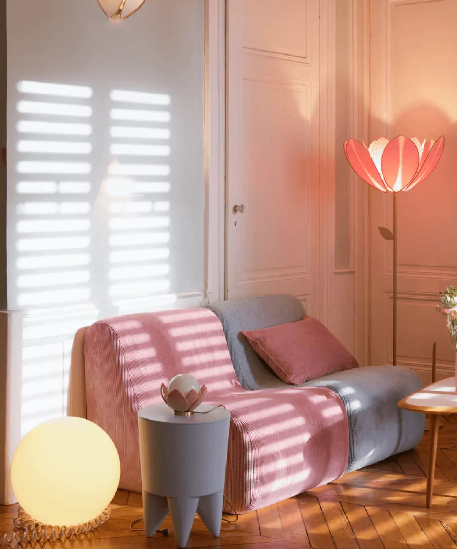 Housse de chauffeuse Pop en velours côtelé - rose - Maison Jeudi | Manoir Plume