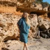 Poncho en coton bio - bleu lagon - Atelier Dune | Manoir Plume