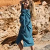 Poncho en coton bio - bleu lagon - Atelier Dune | Manoir Plume