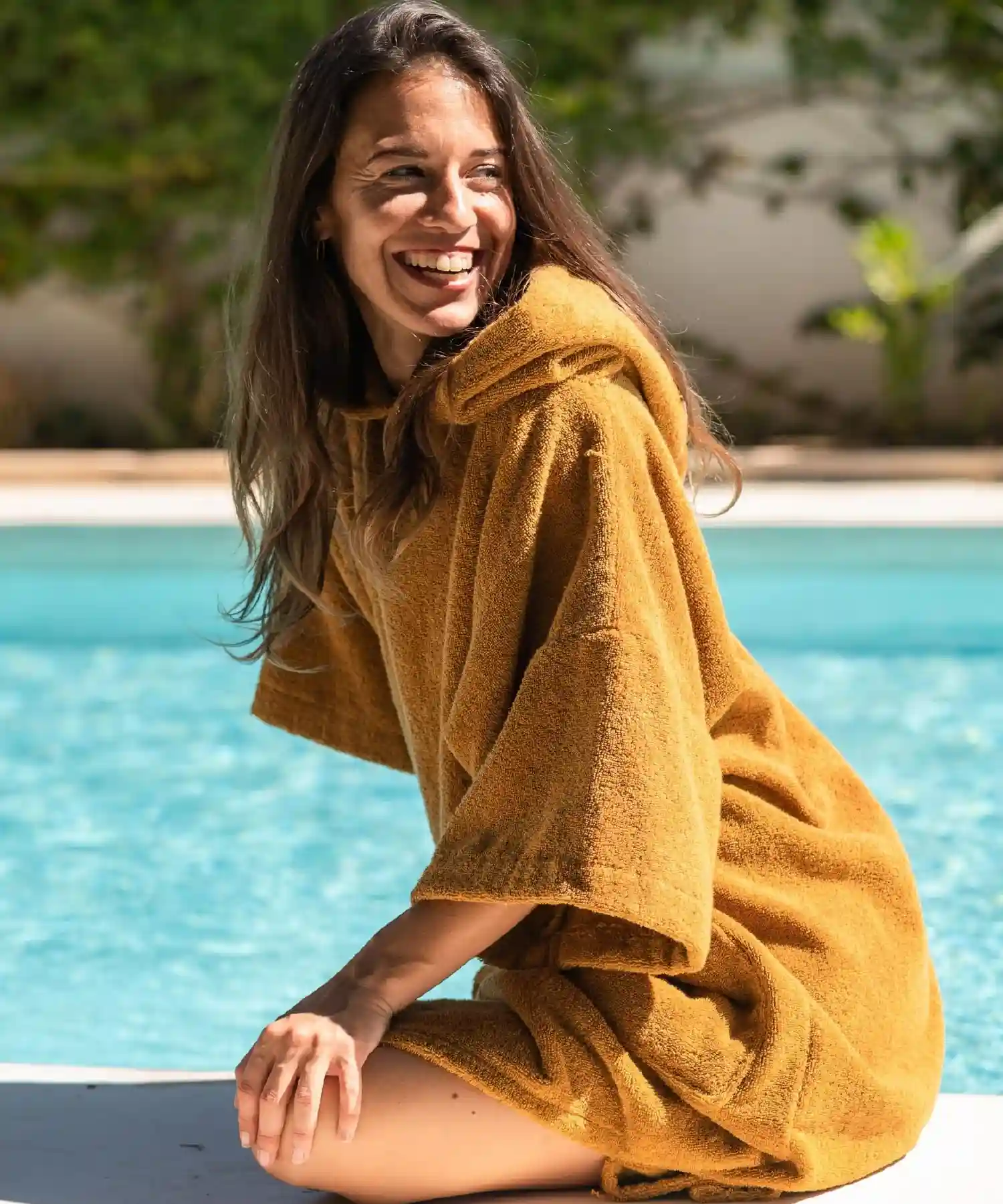 Poncho en coton bio - caramel - Atelier Dune | Manoir Plume