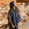 Poncho en coton bio - graphite - Atelier Dune | Manoir Plume