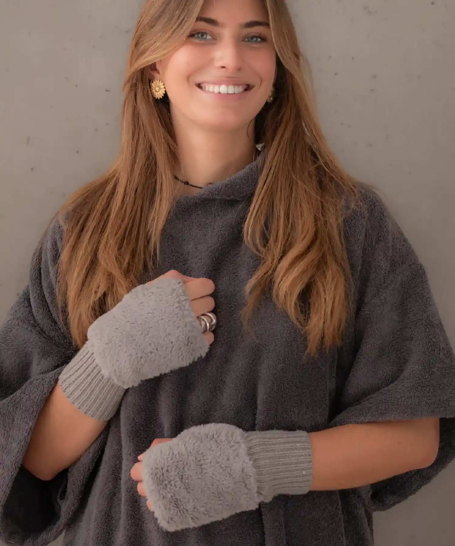 Poncho en coton bio - graphite - Atelier Dune | Manoir Plume