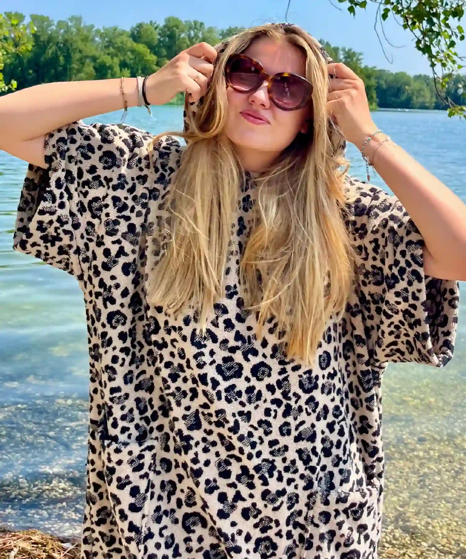 Poncho en coton bio - léopard - Atelier Dune | Manoir Plume