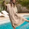Poncho en coton bio - sable - Atelier Dune | Manoir Plume