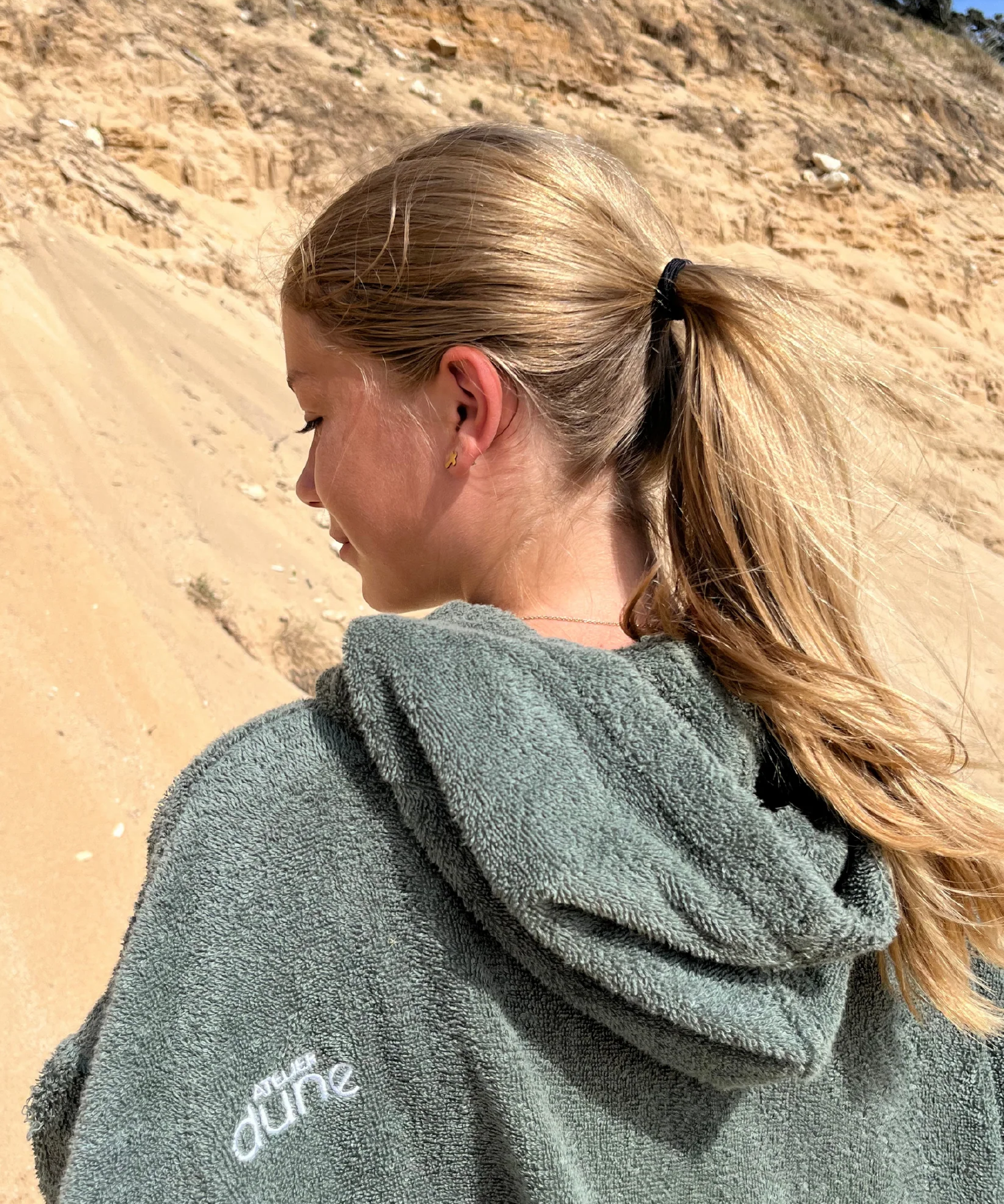 Poncho en coton bio - sauge - Atelier Dune | Manoir Plume