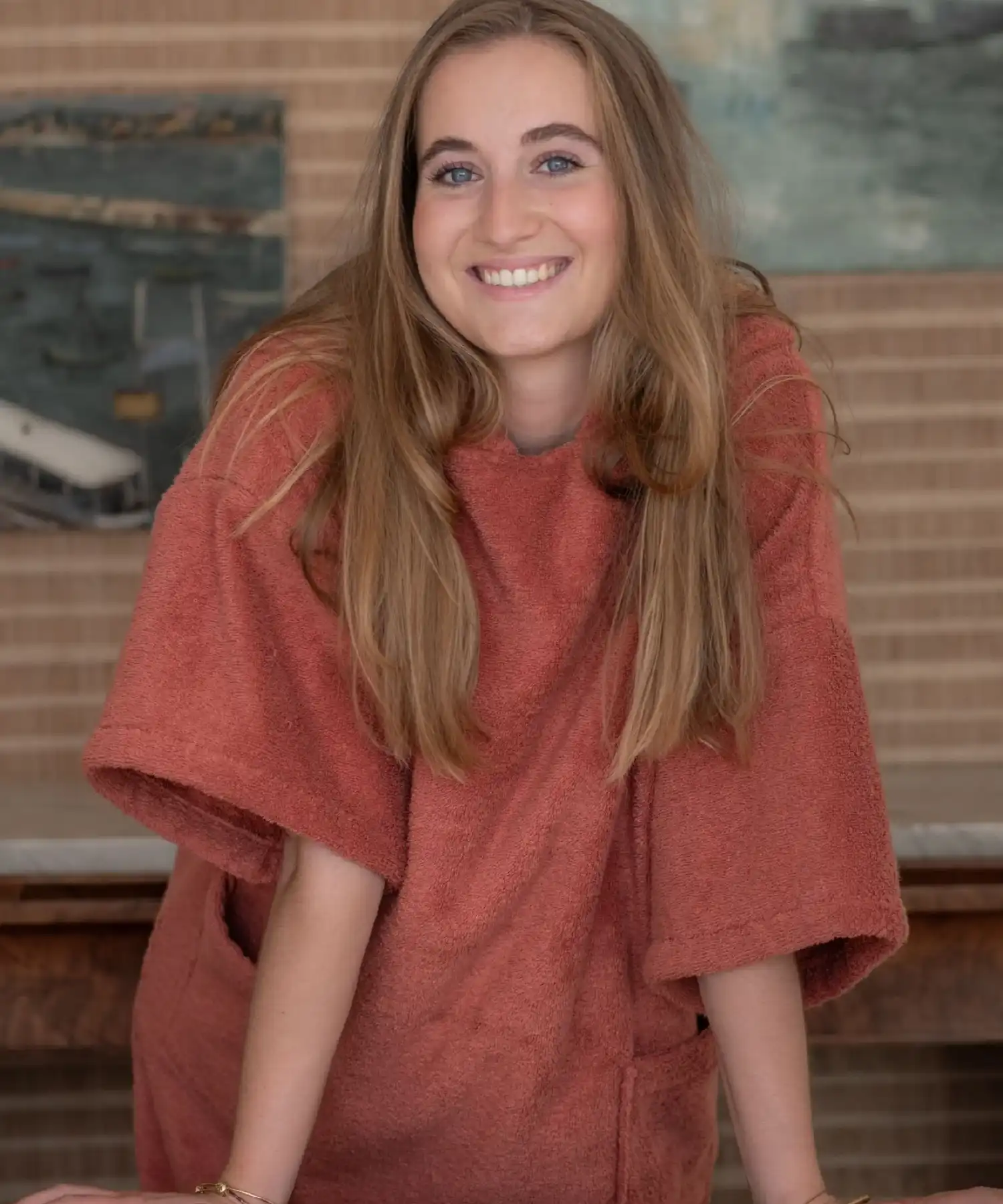 Poncho en coton bio - terracotta - Atelier Dune | Manoir Plume