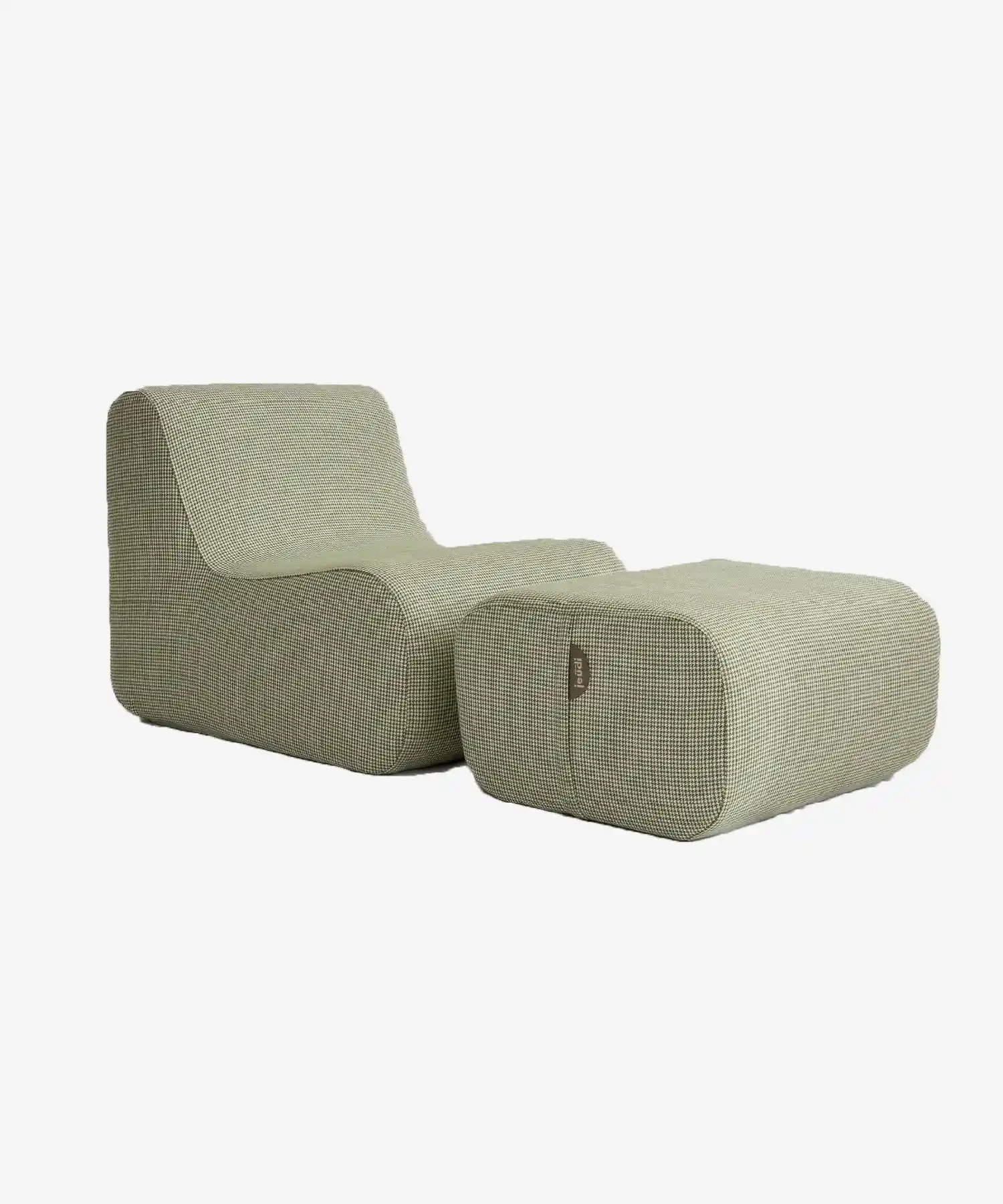 Pouf Cocotte motif pied de poule - ecru/vert - Maison Jeudi | Manoir Plume