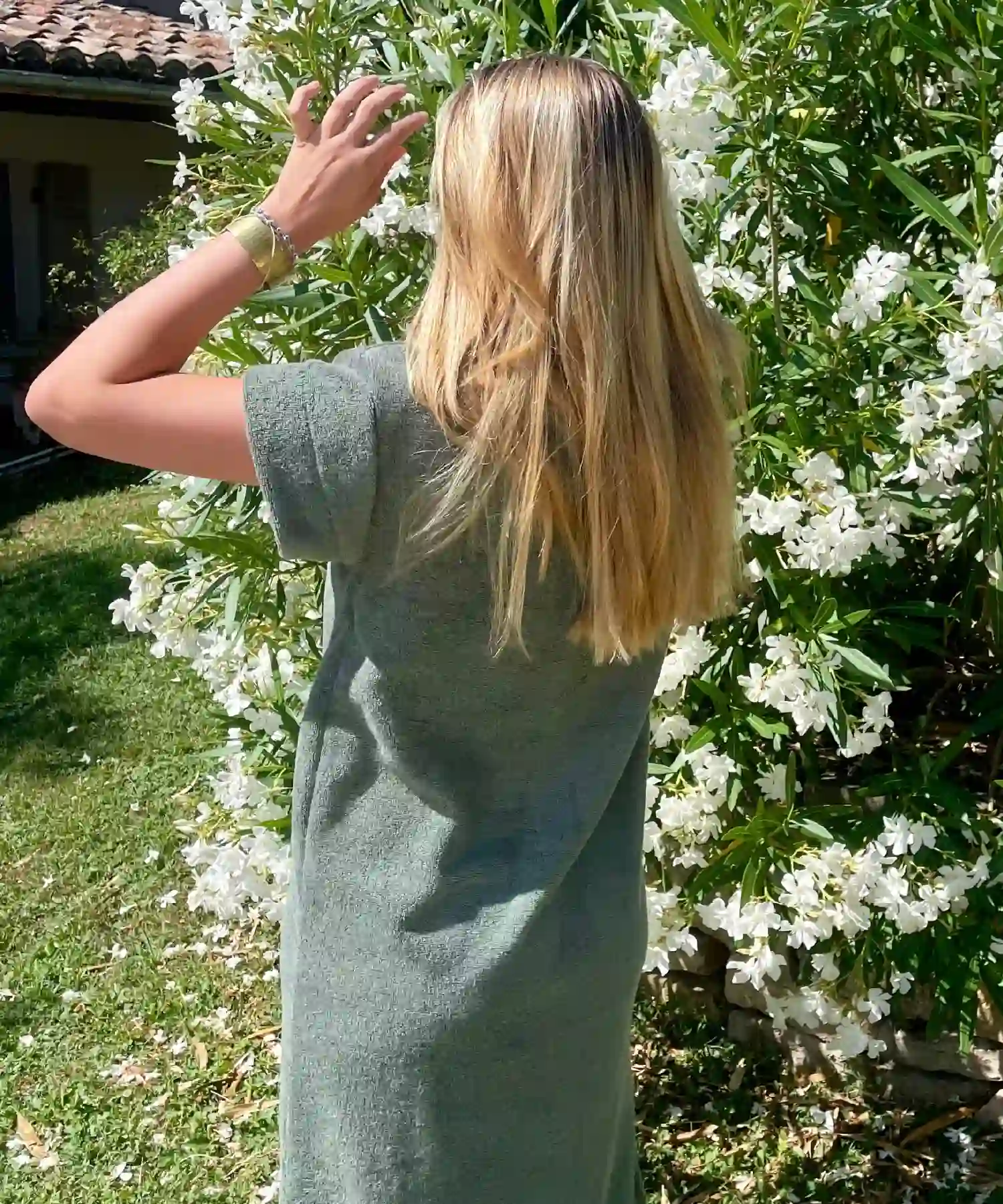 Robe longue en coton bio - sauge - Atelier Dune | Manoir Plume