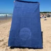 Serviette de plage en coton bio double-face - outremer - Atelier Dune | Manoir Plume