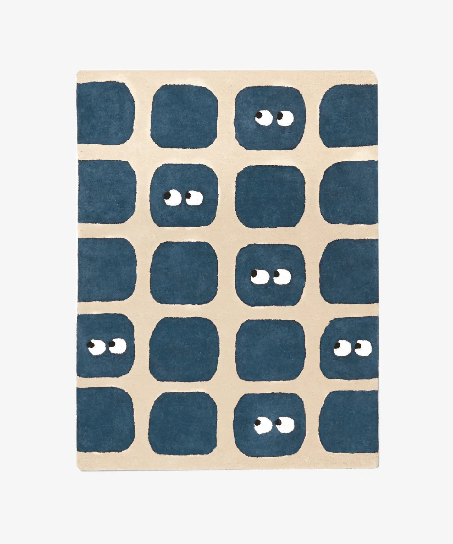 Tapis enfant en coton bio Bidules - bleu marine - Bleuu Studio | Manoir Plume