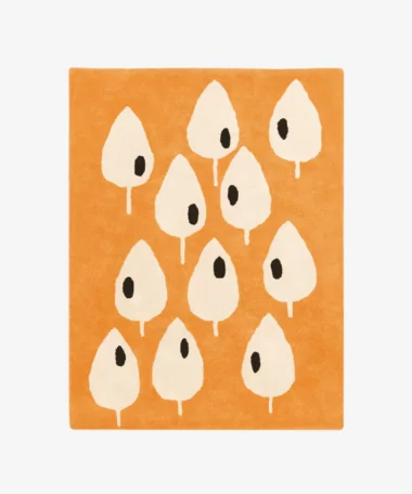 Tapis enfant en coton bio Forêt - abricot - Bleuu Studio | Manoir Plume