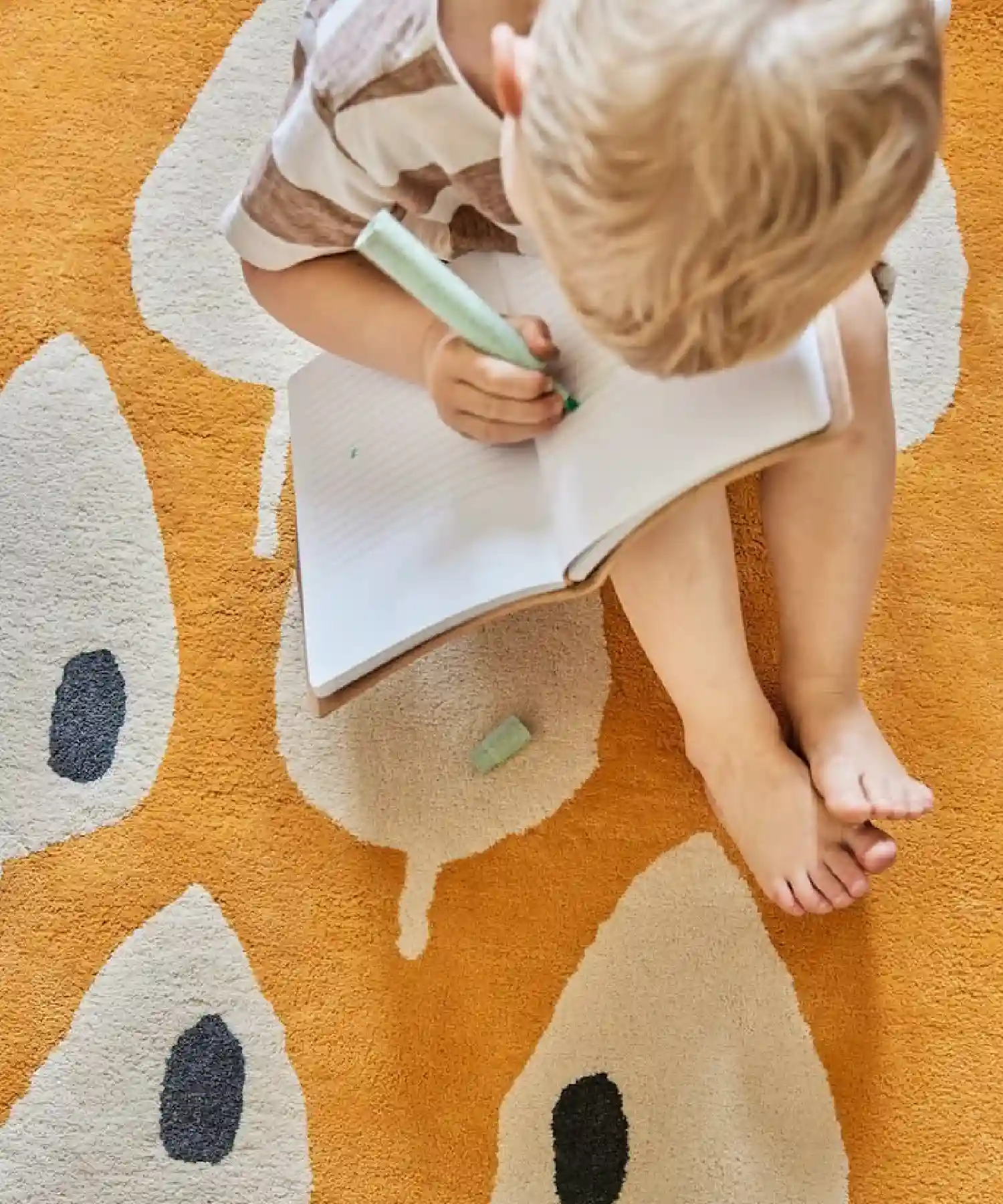 Tapis enfant en coton bio Forêt - abricot - Bleuu Studio | Manoir Plume