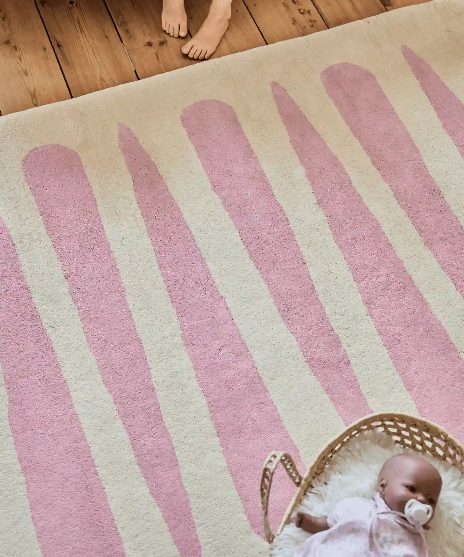 Tapis enfant en coton bio Mikado - rose - Bleuu Studio | Manoir Plume