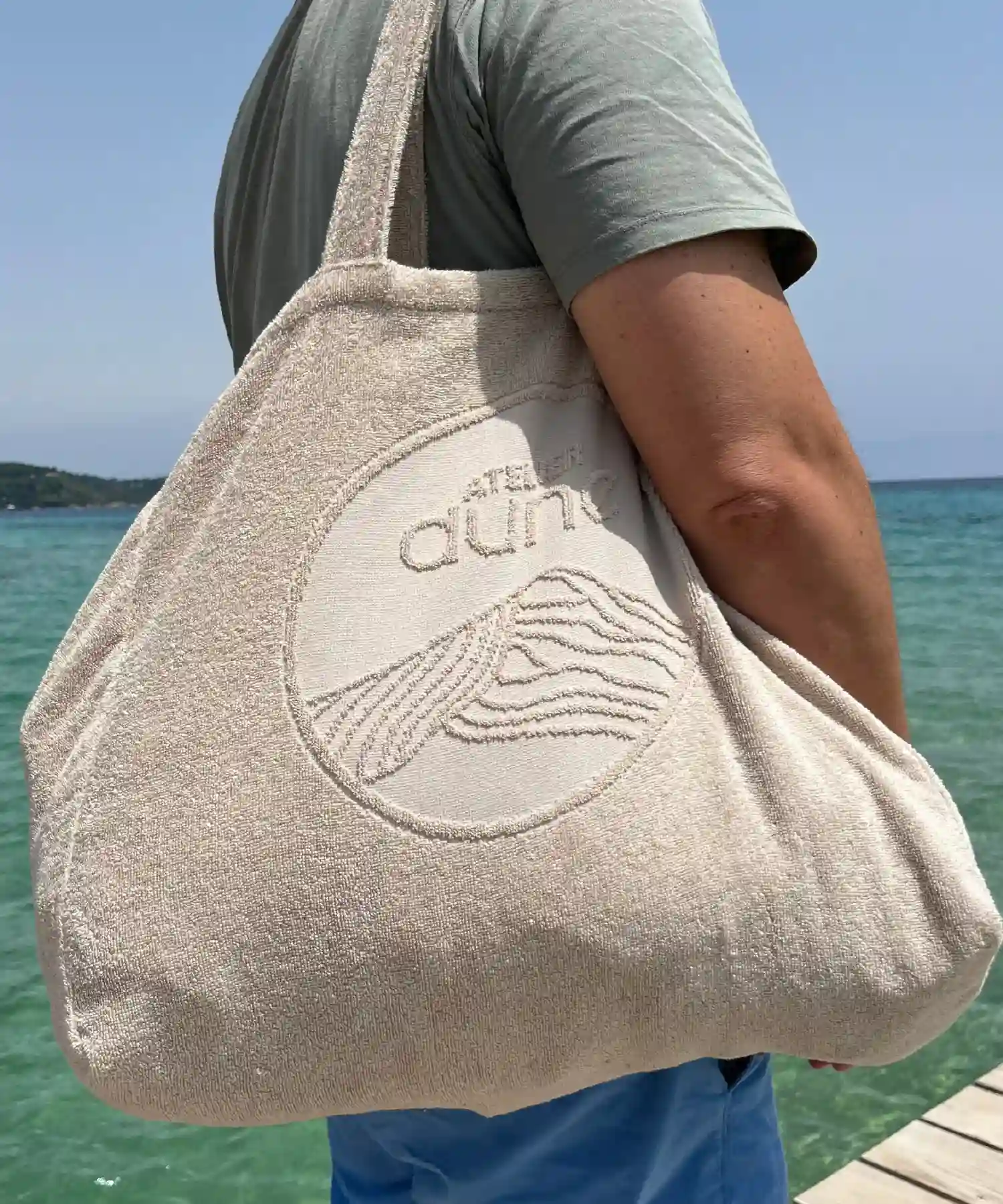 Totebag en éponge bouclette en coton bio - XL - sable - Atelier Dune | Manoir Plume