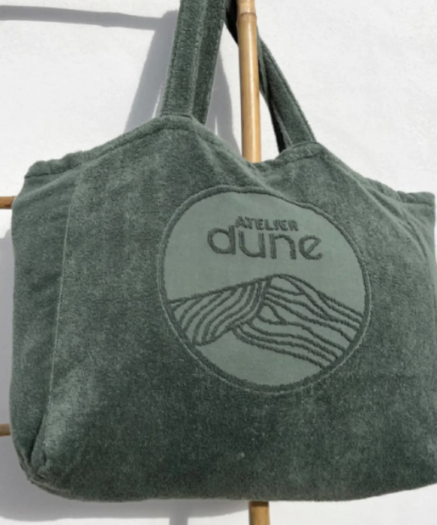 Totebag en éponge bouclette en coton bio - XL - sauge - Atelier Dune | Manoir Plume