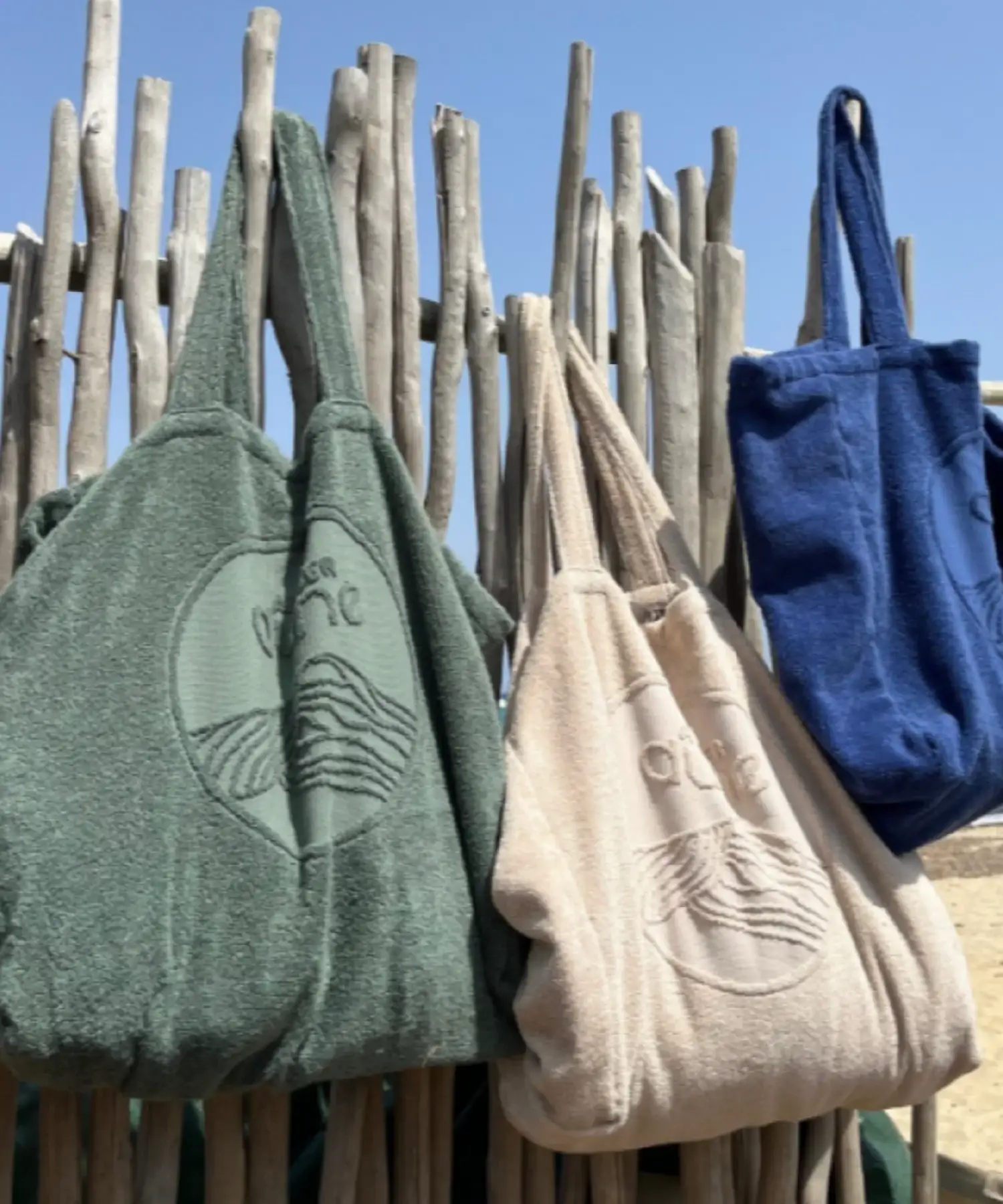 Totebag en éponge bouclette en coton bio - M - sauge - Atelier Dune | Manoir Plume