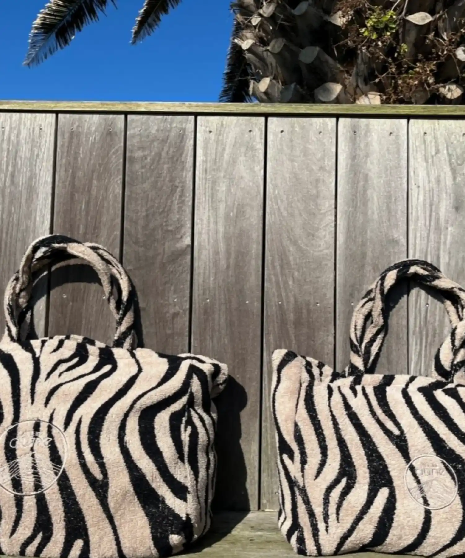 Totebag en éponge bouclette en coton bio M - zèbre - Atelier Dune | Manoir Plume