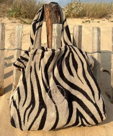 Totebag en éponge bouclette en coton bio XL - zèbre - Atelier Dune | Manoir Plume