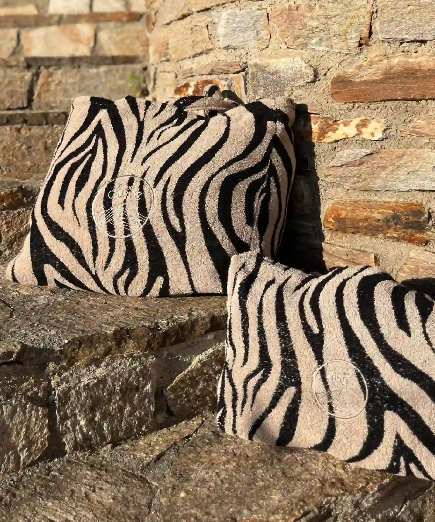 Totebag en éponge bouclette en coton bio - XL - zèbre - Atelier Dune | Manoir Plume