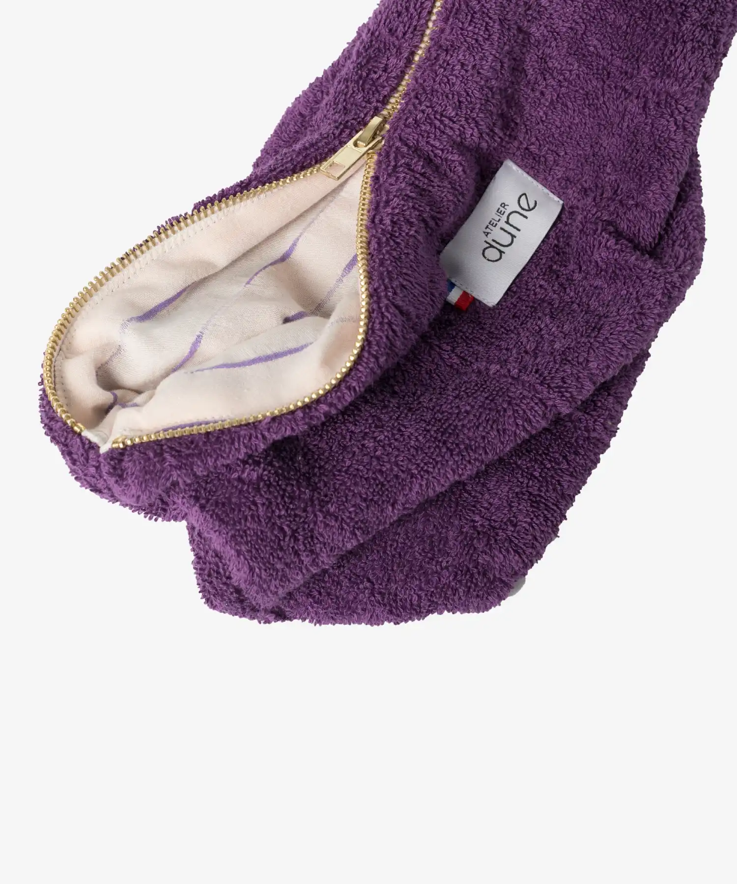 Trousse en éponge bouclette en coton bio - violet foncé - Atelier Dune | Manoir Plume