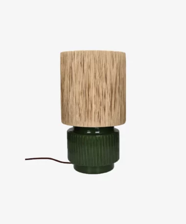 Lampe à poser Cordoba en terracotta et tissu - kaki - Pomax | Manoir Plume