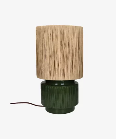 Grande lampe à poser Cordoba en terracotta et tissu - kaki - Pomax | Manoir Plume
